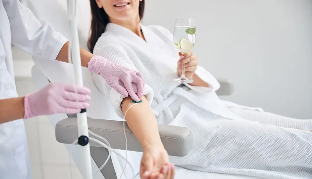 IV vitamin therapy clinic in Whitby with patient receiving IV drip treatment